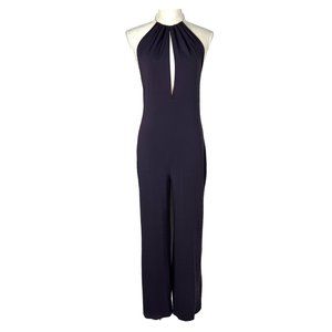 Moda International Warm Purple Choker Neck Open Back Jumpsuit Small